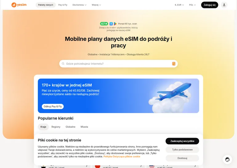 Yesim eSIM opinie strona główna